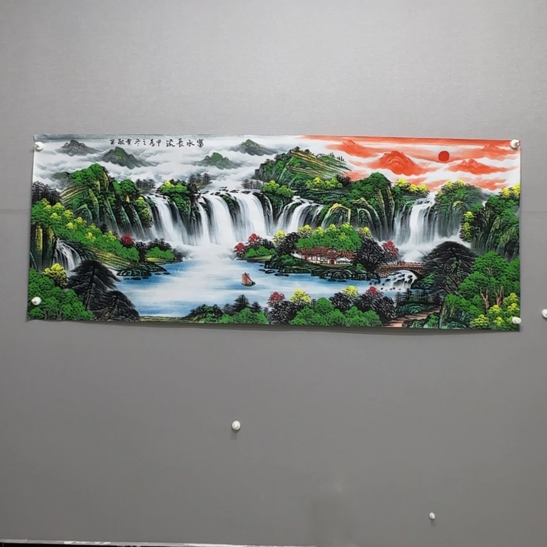 国画楚****金横幅六尺精品山水贾敏