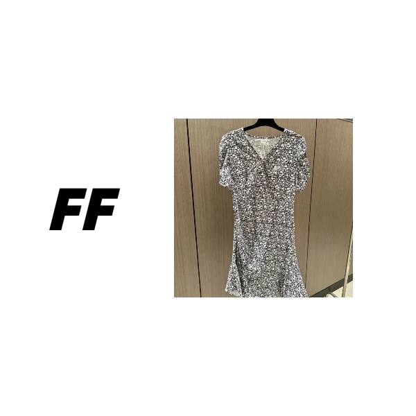 【B50662】夏季气质V领褶皱鱼尾优雅显瘦碎花连衣裙