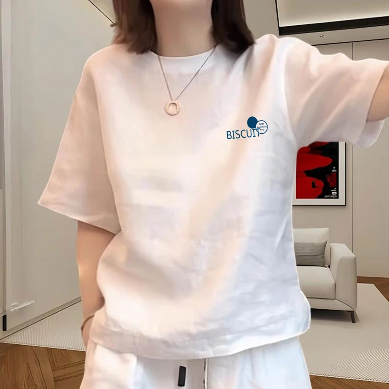 白色短袖t恤女2025夏季新款百搭时尚休闲宽松慵懒风纯棉上衣ins潮