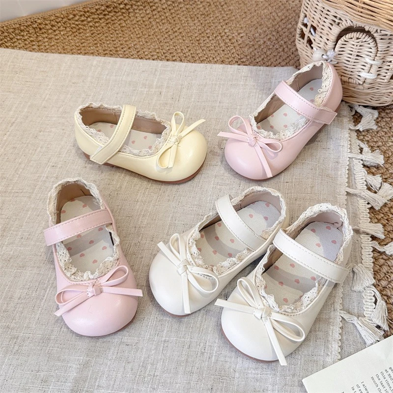 女童甜美蝴蝶结小皮鞋2025新款女宝宝初秋单鞋儿童公主单鞋小女孩