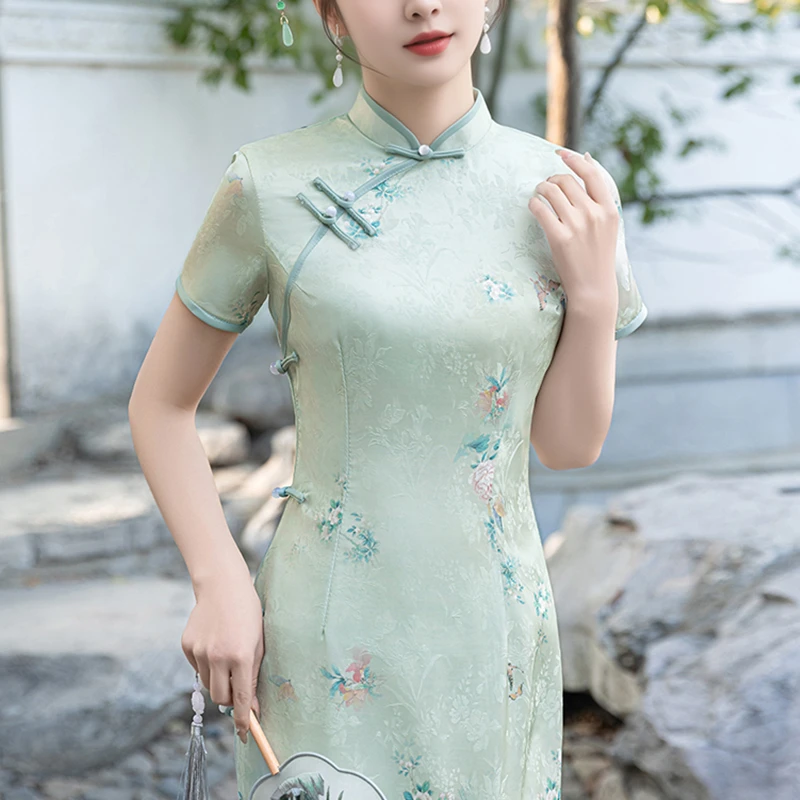 新中式旗袍高端2025夏季礼服老上海国风素雅改良日常可穿新款裙子