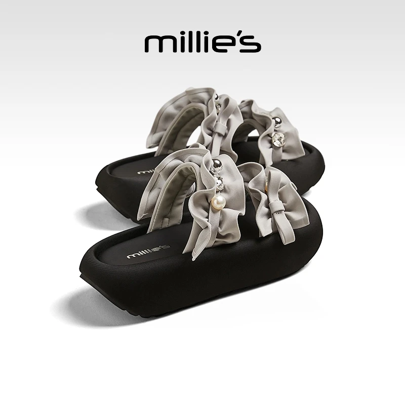 MILLIE'S/妙丽厚底凉拖鞋女2025新款夏增高沙滩运动拖鞋女夏外穿