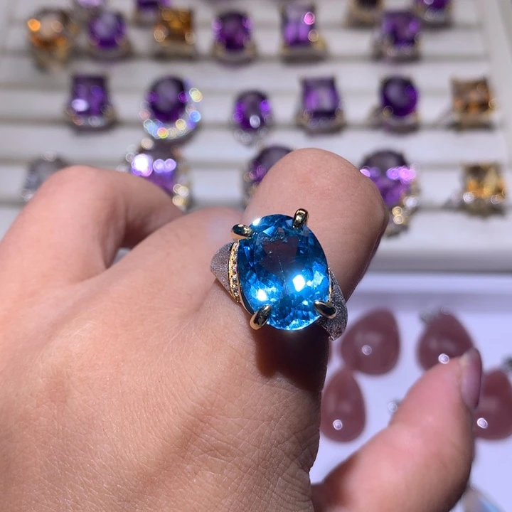 【闪购商品】水晶戒指银S925镶嵌打*油戒指