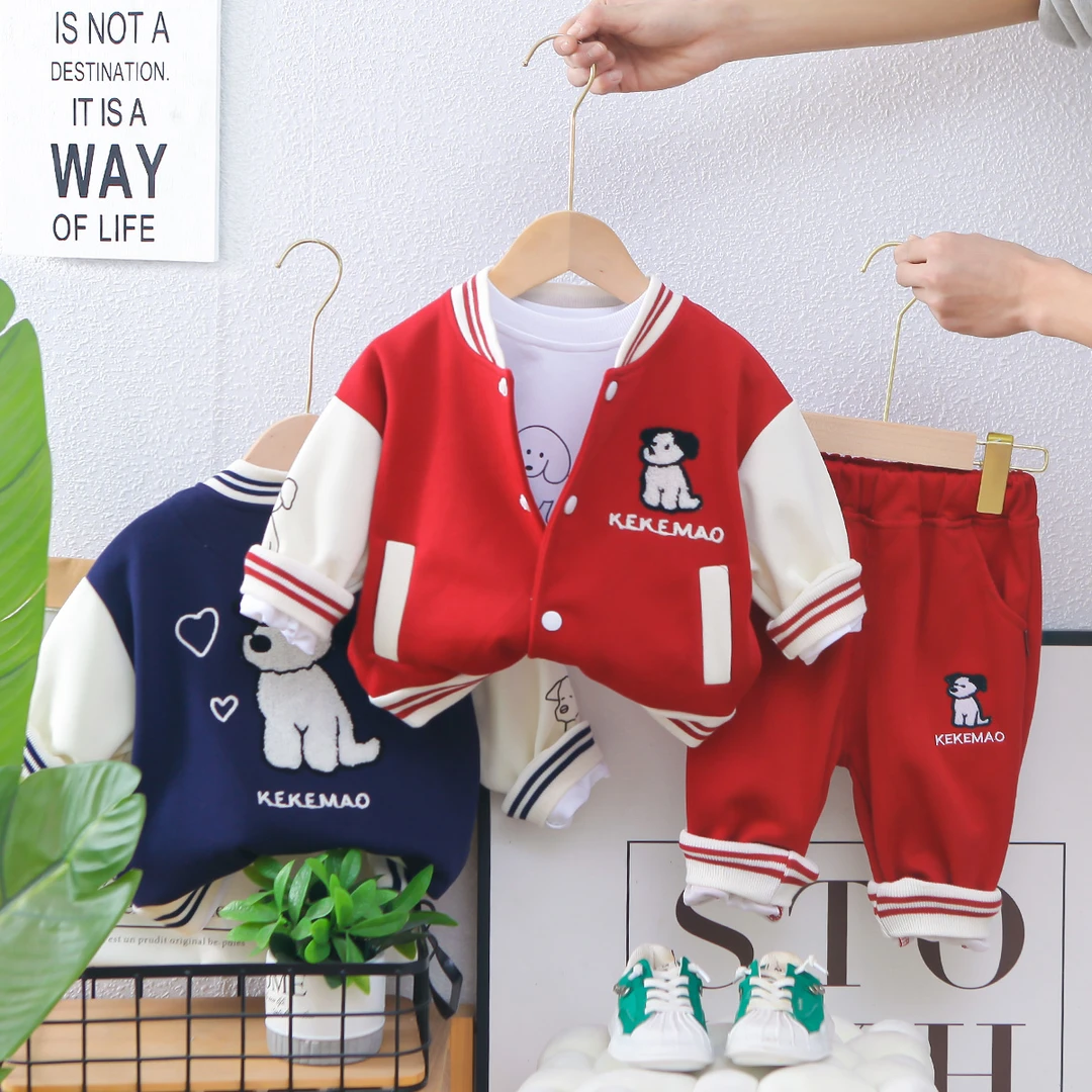 男宝宝春秋季棒球服三件套男童2025新款潮流春装衣服婴儿童装洋气