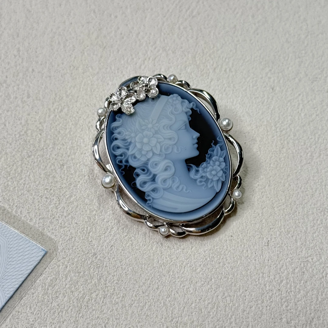 全新未使用  【六六中古】孤品卡梅奥玛瑙s925胸针吊坠两用ad5064