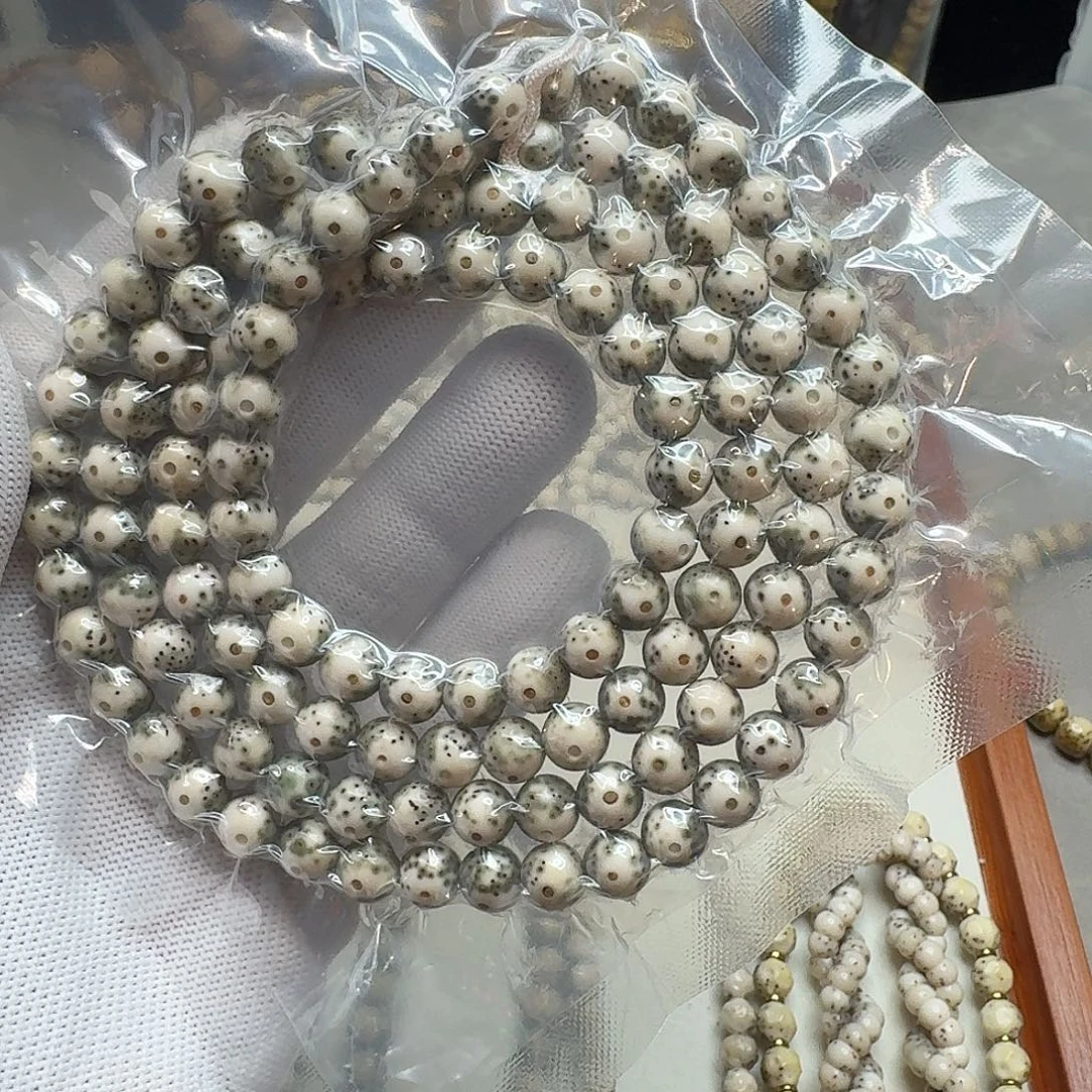 星月菩提手串石玉料8/8青花大眼睛小细星多圈