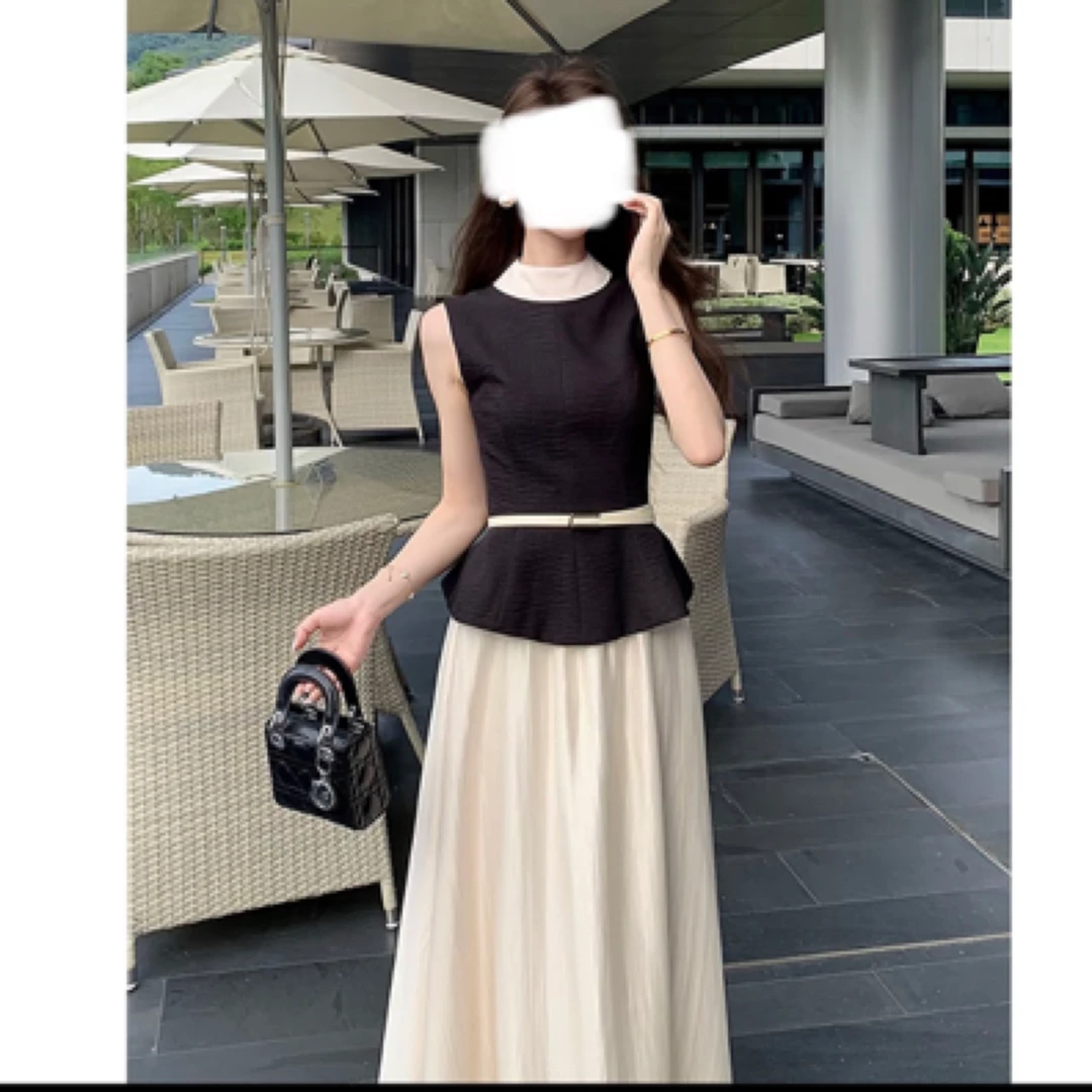 木子李的李【美如冠玉】小众设计感无袖高领气质上衣搭配百搭半身裙