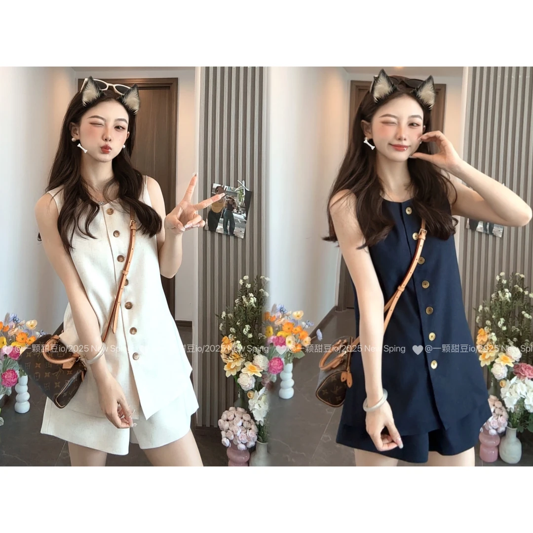 休闲风少女风性感欧美风时尚套装夏季女装小香风上衣