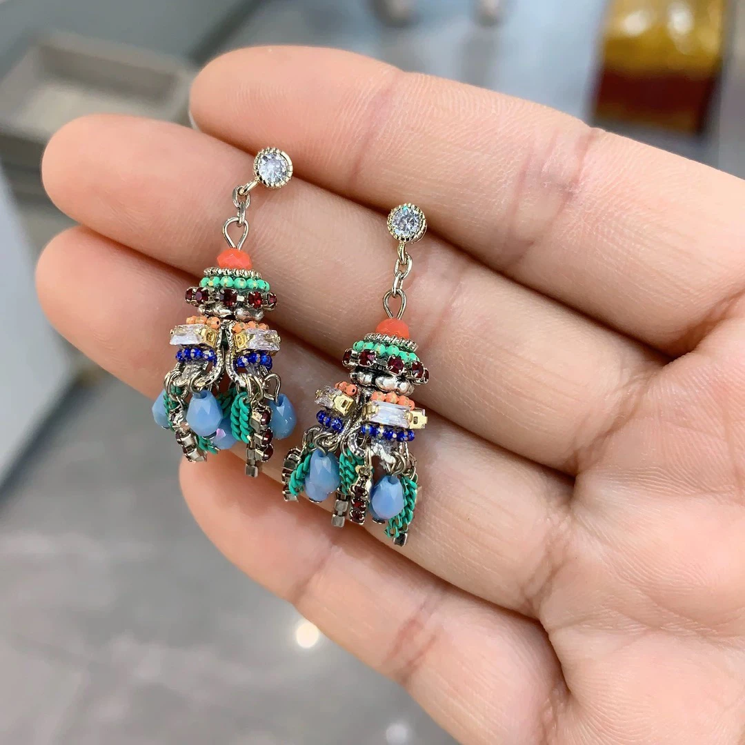 铜合金耳饰 A330 法式手工复古流苏春夏气质优雅女神时尚耳环