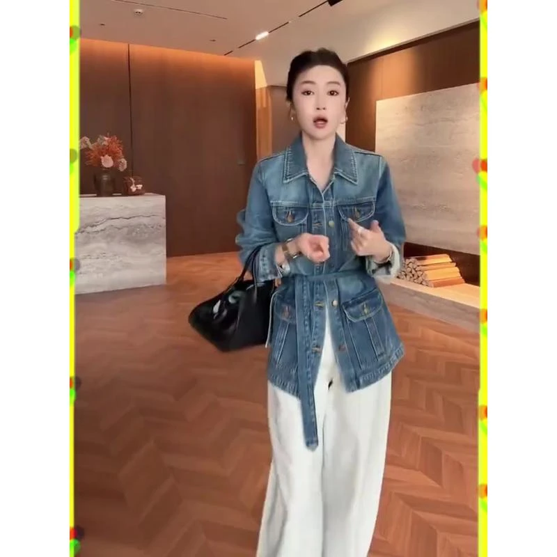 欧洲站2025早秋冬新款气质时尚优雅收腰显瘦减龄休闲风牛仔外套女