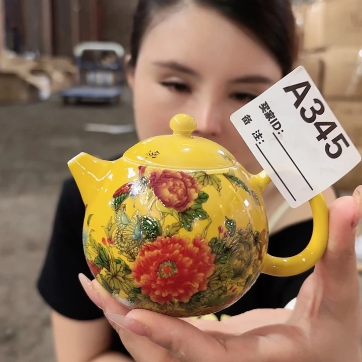 摆件景德镇高温陶瓷A345花开富贵壶