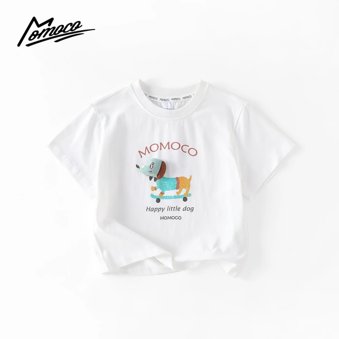 MOMOCO男童短袖T恤2025夏季印花圆领运动休闲百搭上衣77280235003