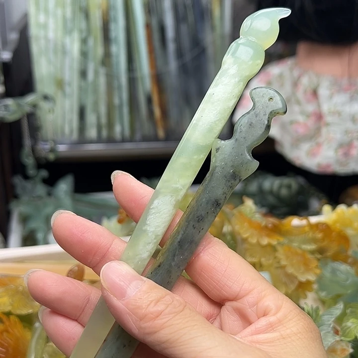 蛇纹石玉未镶嵌发簪