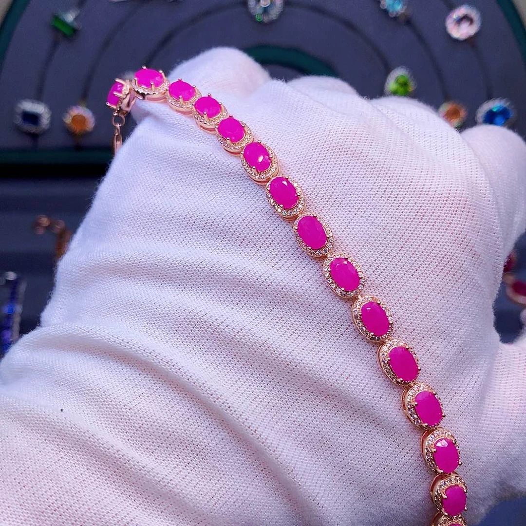 红宝石手链银S925镶嵌