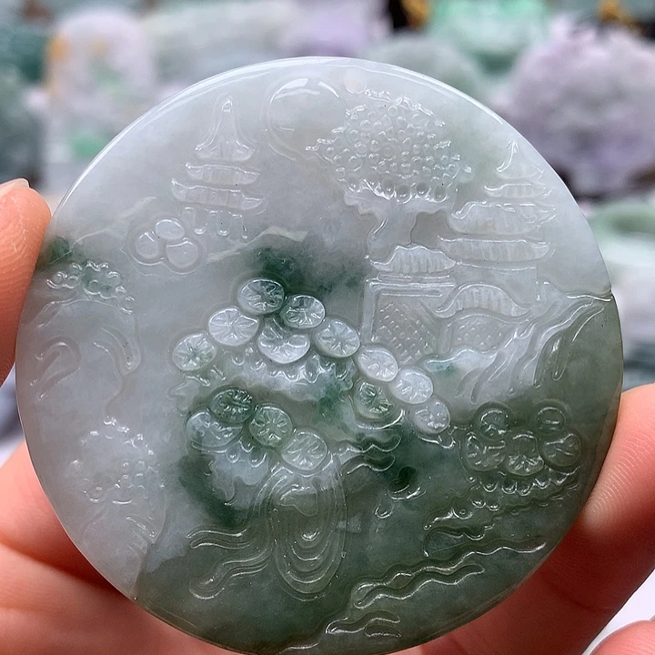 翡翠未镶嵌颈饰山水福利