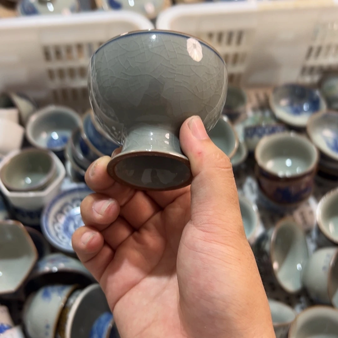 淘泥高脚杯素胎微瑕