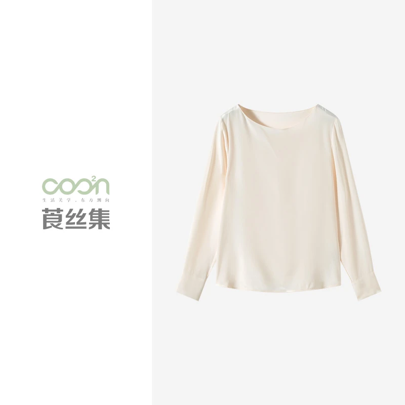 COO²N/莨丝集100桑蚕丝【店播】28姆米重绉圆领套头衬衫D300CS24