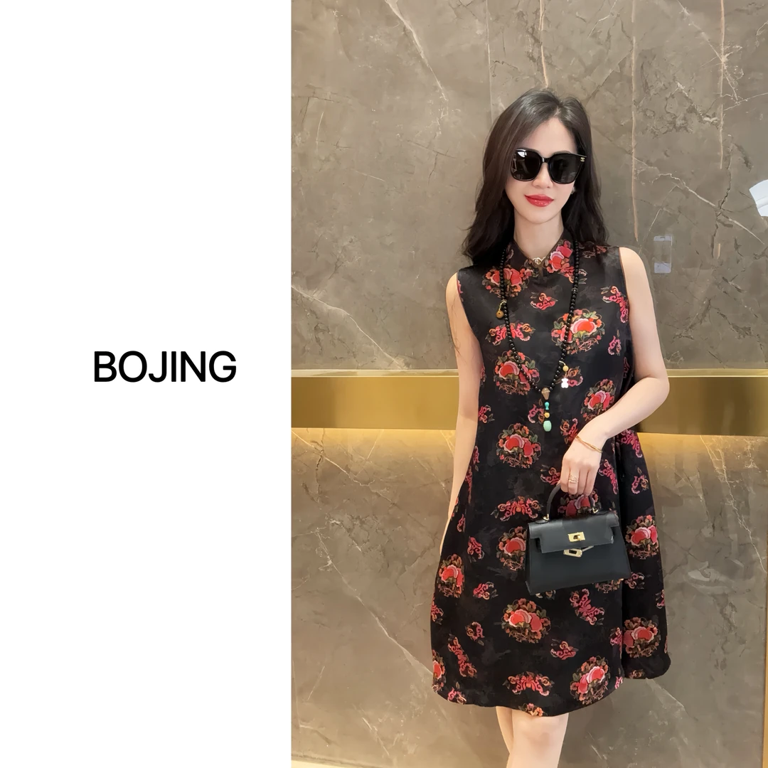 现货【柿柿如意】新中式显瘦网红时尚夏季复古中式连衣裙