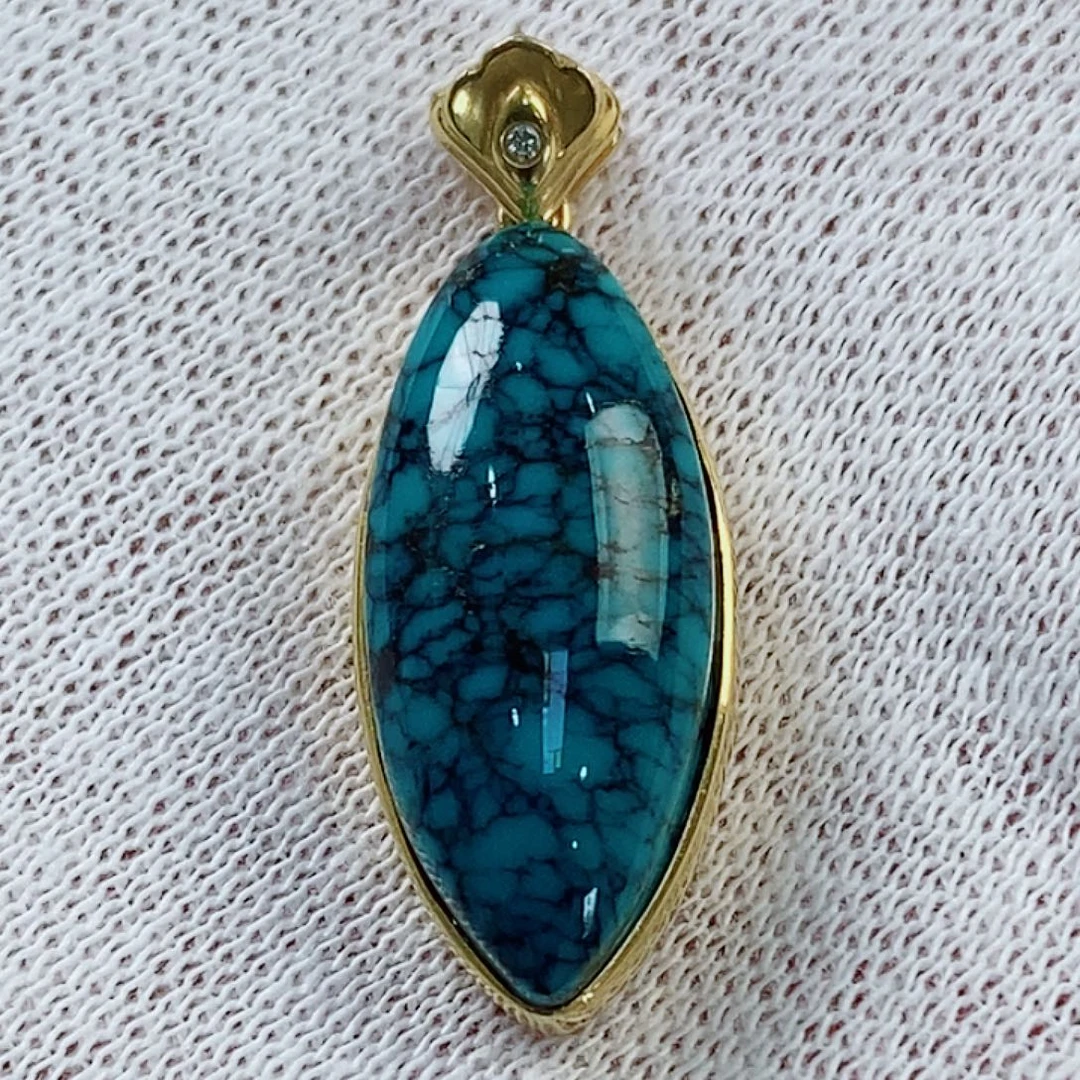 绿松石18K金镶嵌原矿无优化