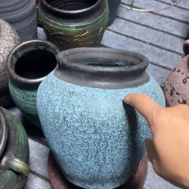 蓝色坛子高20口14默认打孔