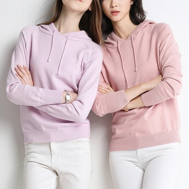 2020新款春秋卫衣女薄款连帽宽松内搭打底针织衫带帽毛衣短款外穿