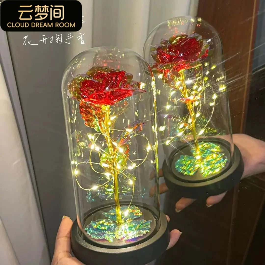 玫瑰花永生花束小夜灯生日礼物女生闺蜜女孩七夕送女友发光高级感