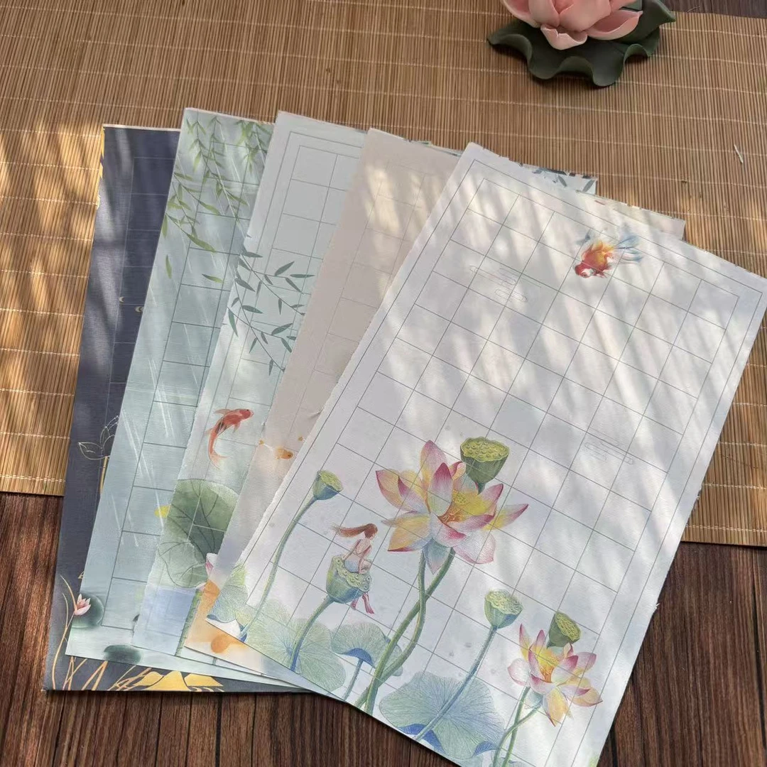 静德斋微喷蜡染【荷花笺百张百款】小楷行草书半生半熟宣纸