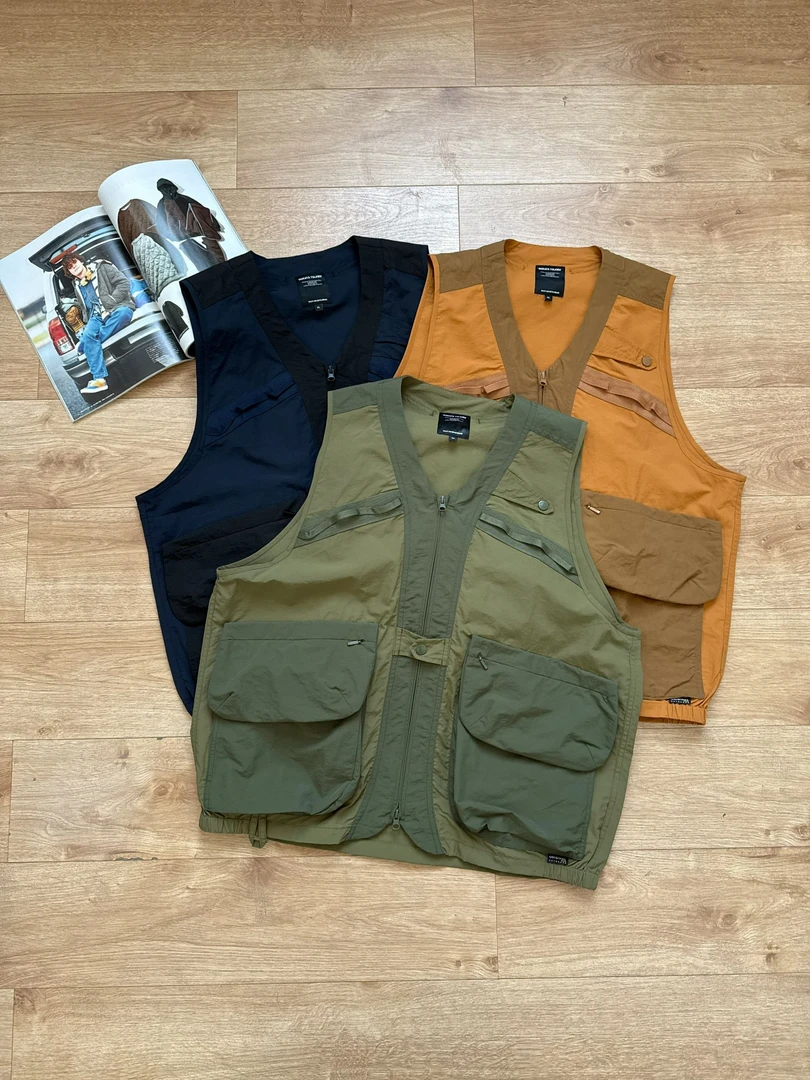 【拼色-工装-马甲】日潮 户外 百搭宽松休闲多口袋工装马甲