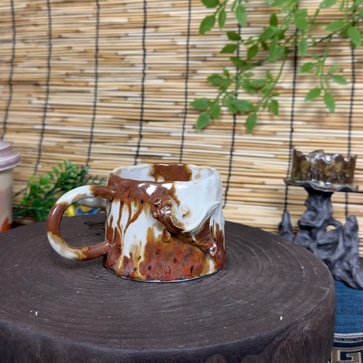 陶瓷景德镇高温颜色釉纯手工猫猫咖啡杯