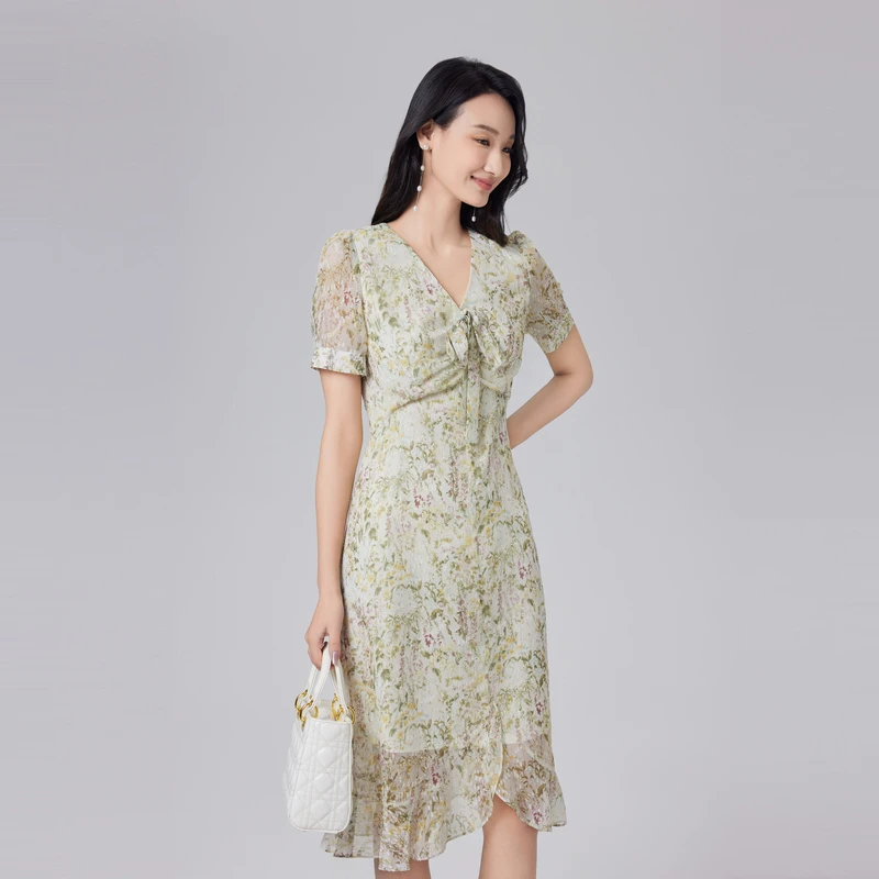 OBEG欧碧倩清新荷叶边连衣裙50482561