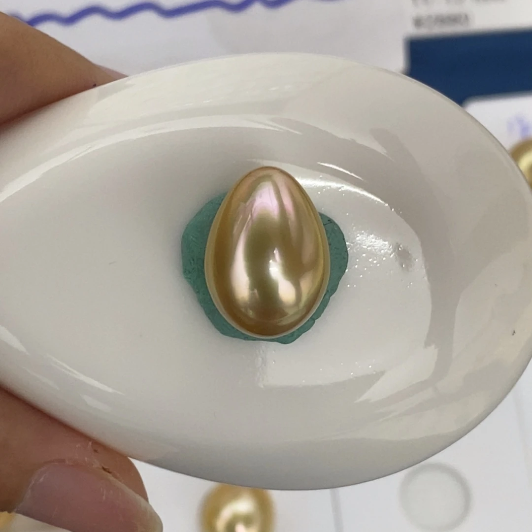 海水珍珠裸珠南洋金珠标准水滴浓金无瑕11.5mm