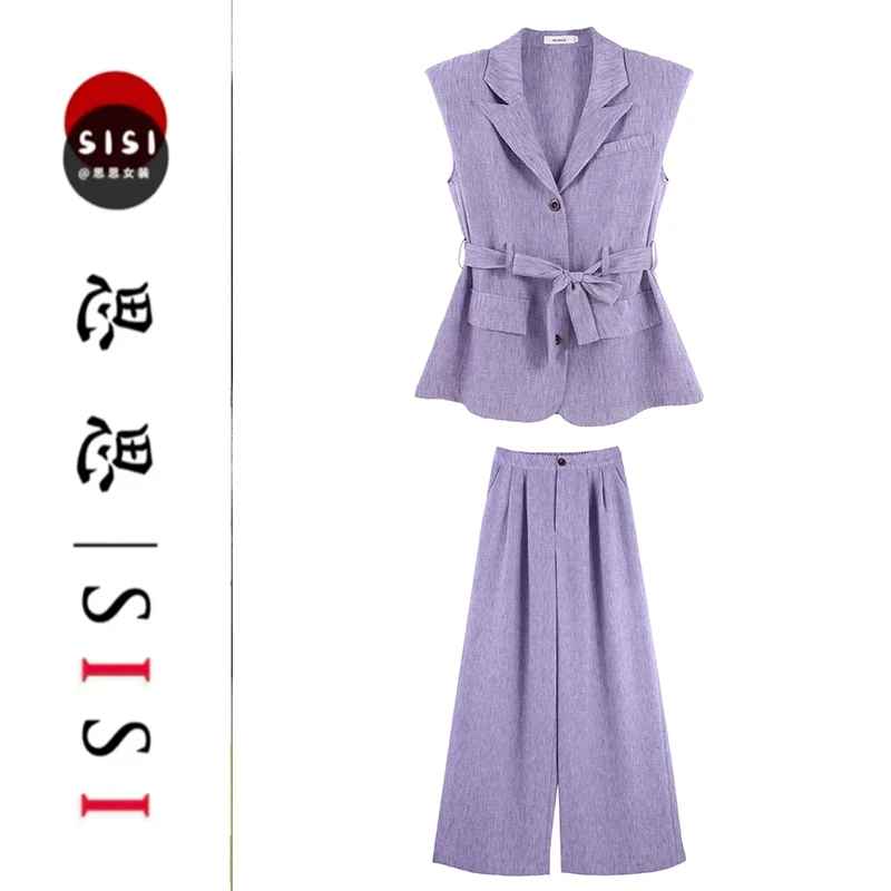 2025年高端亚麻马甲套装马夹阔腿裤两件套SHBZC622245