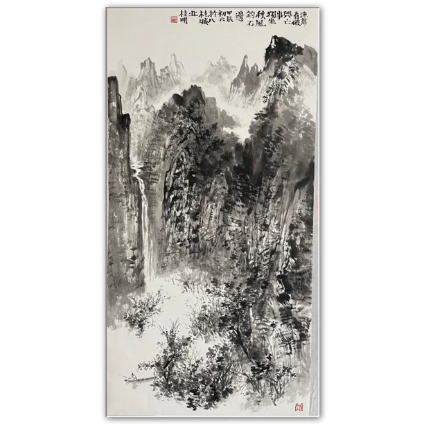 黄桂明 漓江画派 水墨山水画 玄关中堂画家居挂画