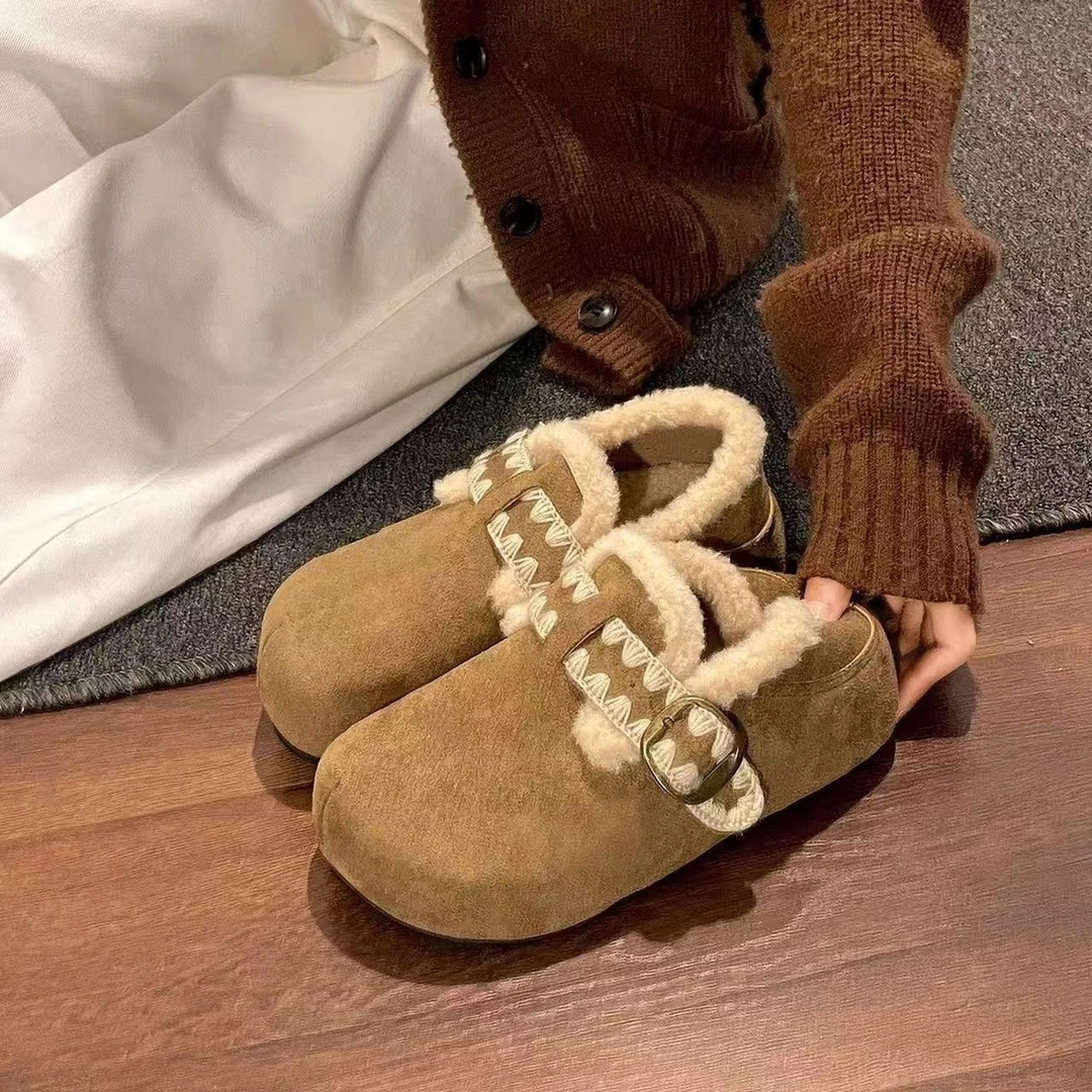 加绒勃肯鞋女全包棉鞋2025冬季新款保暖毛绒棉鞋外穿女时尚雪地靴