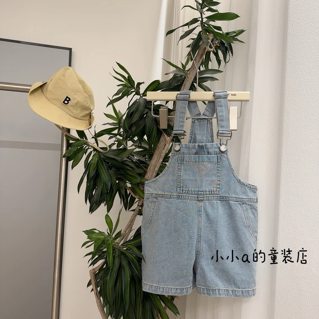 夏季新款韩版婴幼儿童牛仔吊带背带裤男女童可爱宝薄款牛仔短裤子