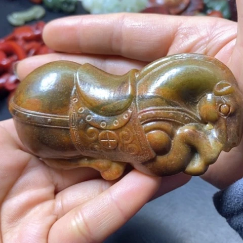 白玉菩提吊坠老*摆件
