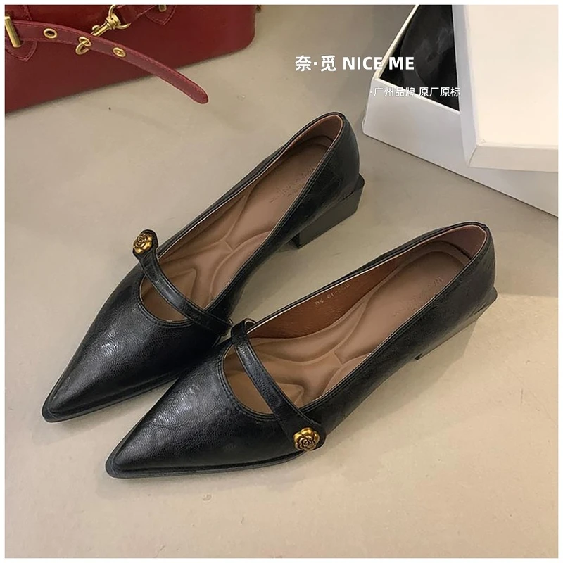 【千金】NICE ME~法式尖头小皮鞋女2025春夏新品复古玛丽珍鞋女鞋ol