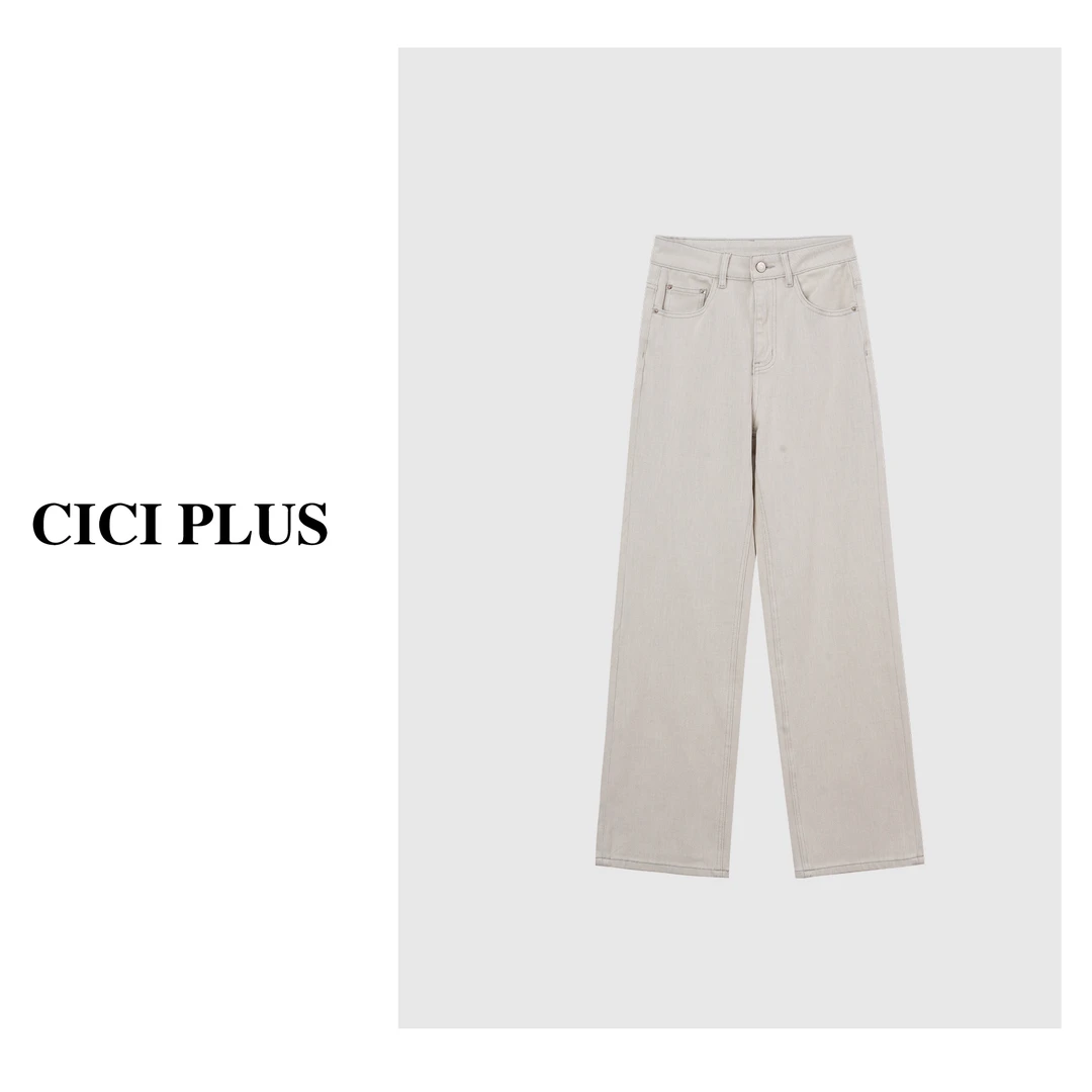 【CICI PLUS】 2025夏季“高定水洗棉”高腰休闲直筒牛仔裤25C6062
