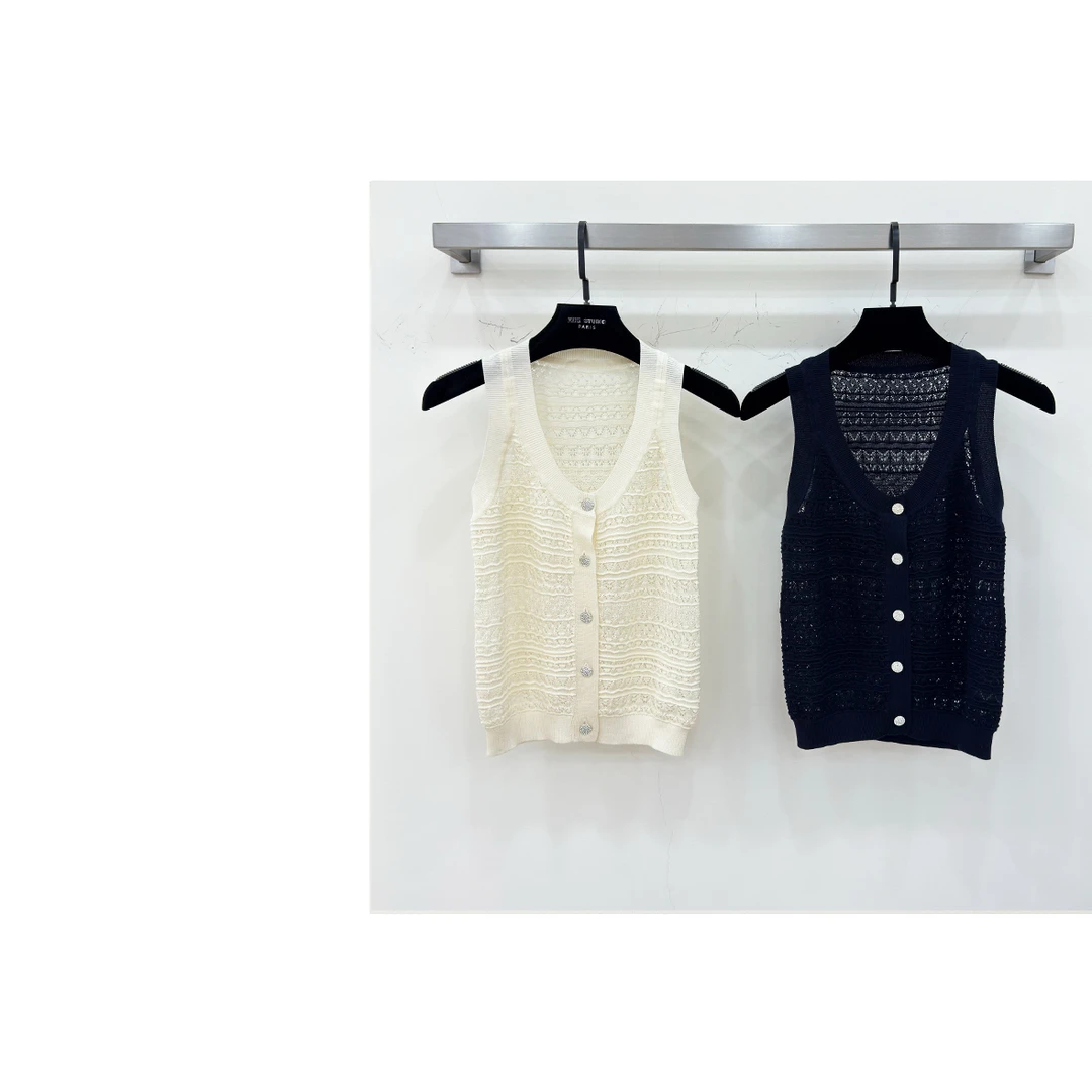 JIAYE CHAN夏季新款小香风镂空针织开衫背心上衣