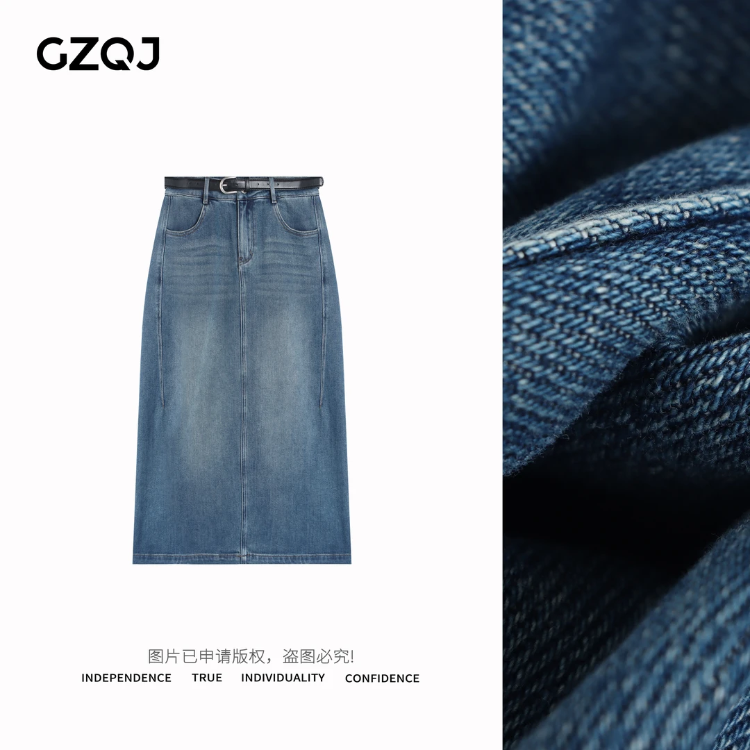 广州琴姐【通勤方程式】时尚百搭中长款高腰显瘦牛仔半身裙春季7000