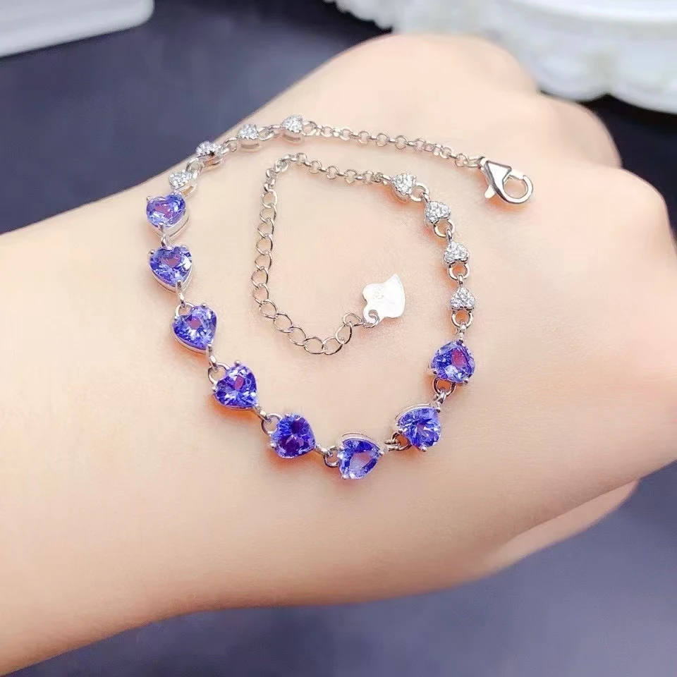 天然坦桑石 925银镶嵌 主石尺寸心5mm A581