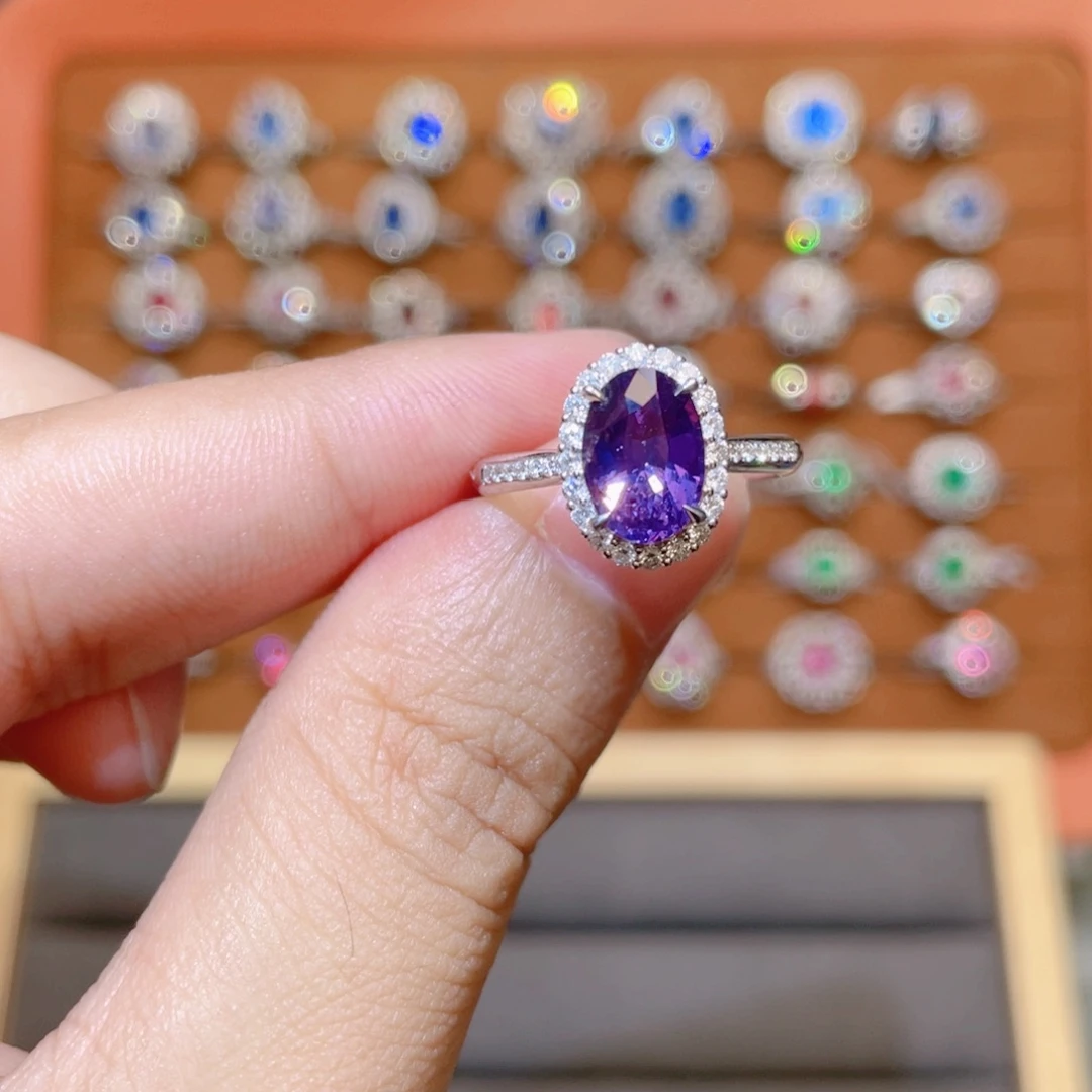 彩色蓝宝石18K金镶嵌戒指2.49ct 无烧