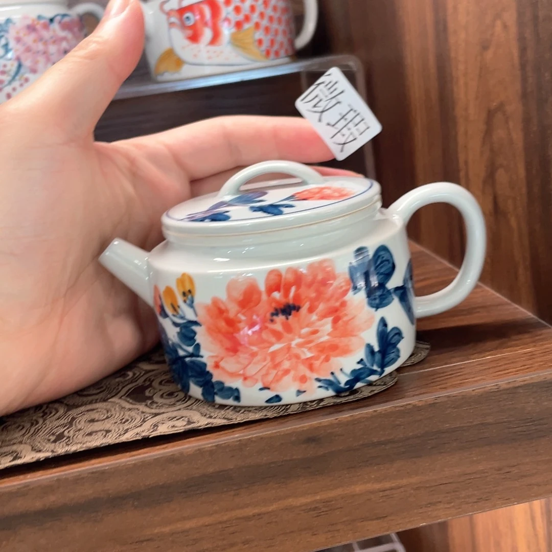 釉下手绘茶具微瑕