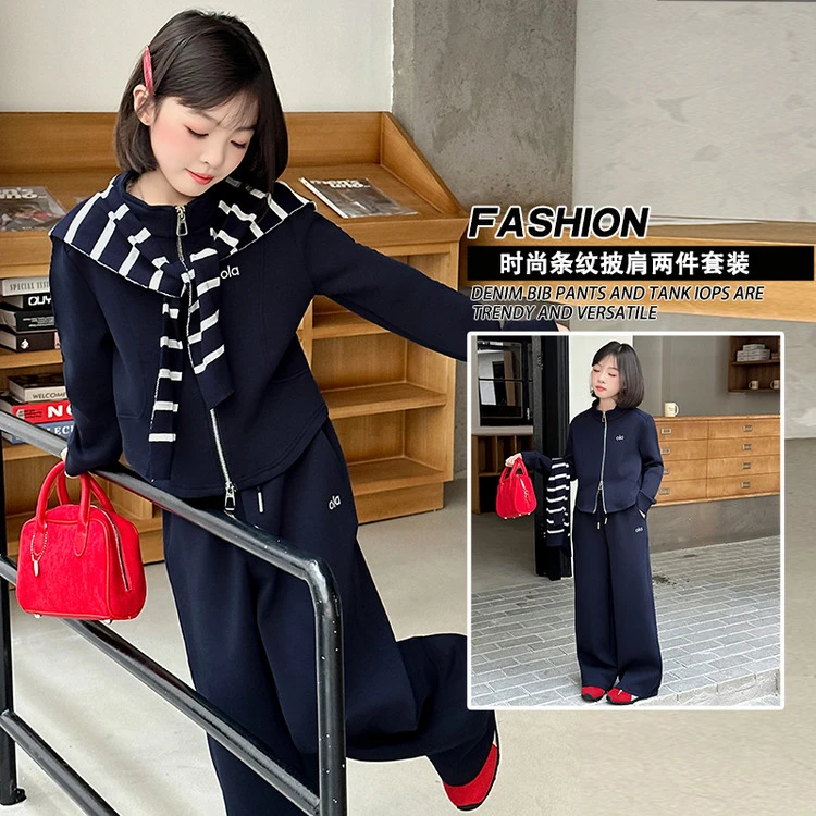 女童秋季套装2025新款儿童洋气韩系中大童网红炸街休闲秋装两件套