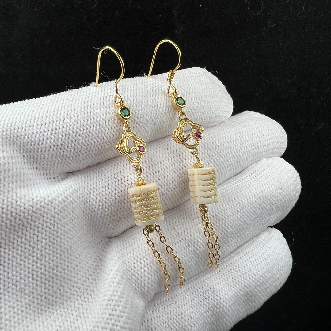 H93-04天然猛犸 耳坠 6.3*8.3mm一物一图 假一罚十