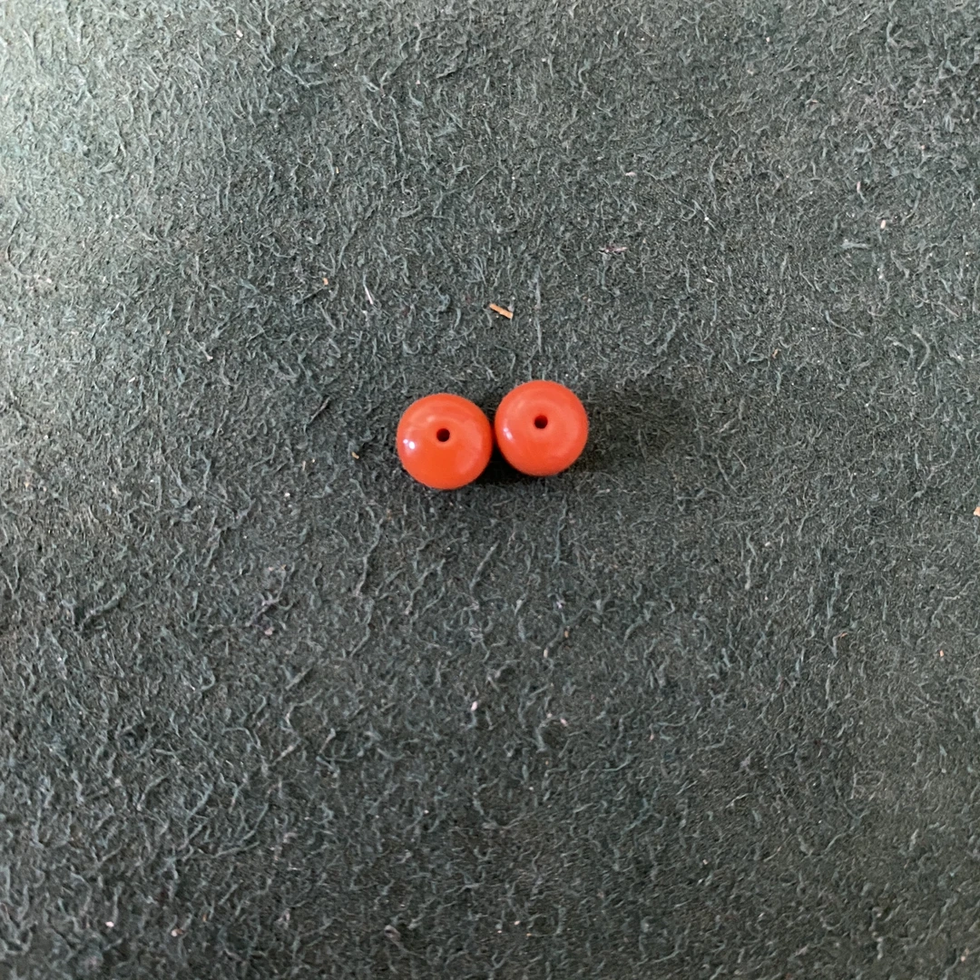 S5604 瓦西柿子红南红老型对珠腰珠隔珠文玩配饰