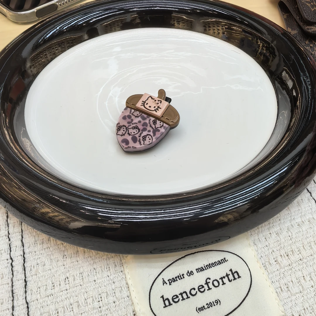 A598粉色豹纹小松果KT猫咪边夹