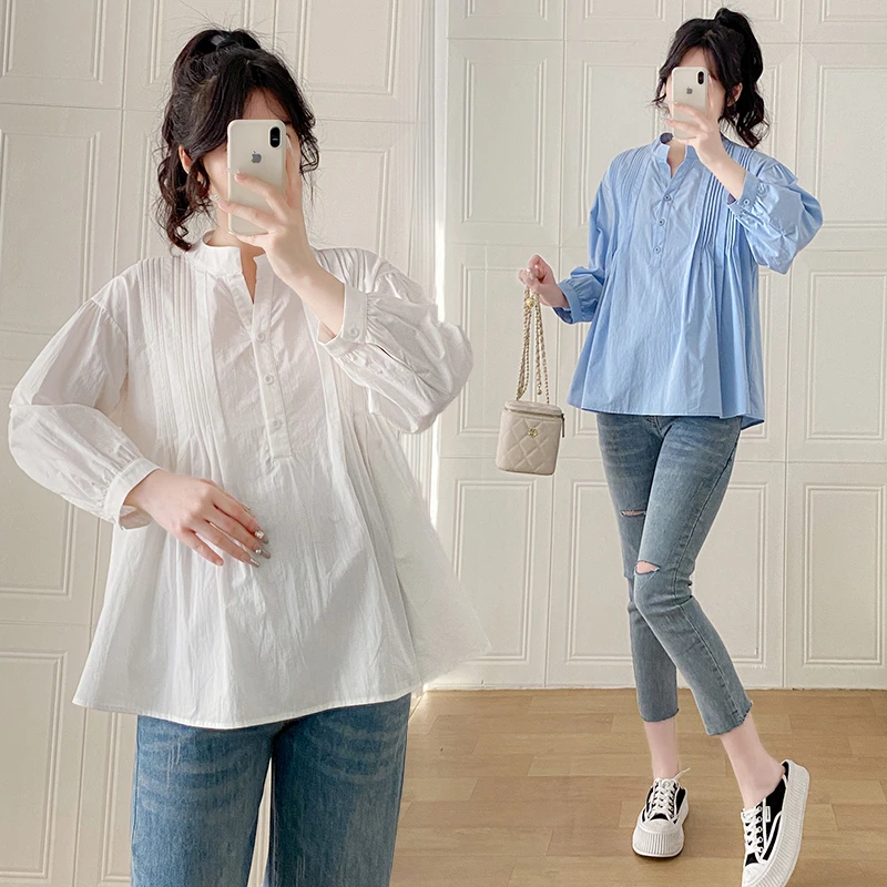 333#春秋新款孕妇衬衣休闲衬衣袖外穿怀孕期孕妇装百搭夏季