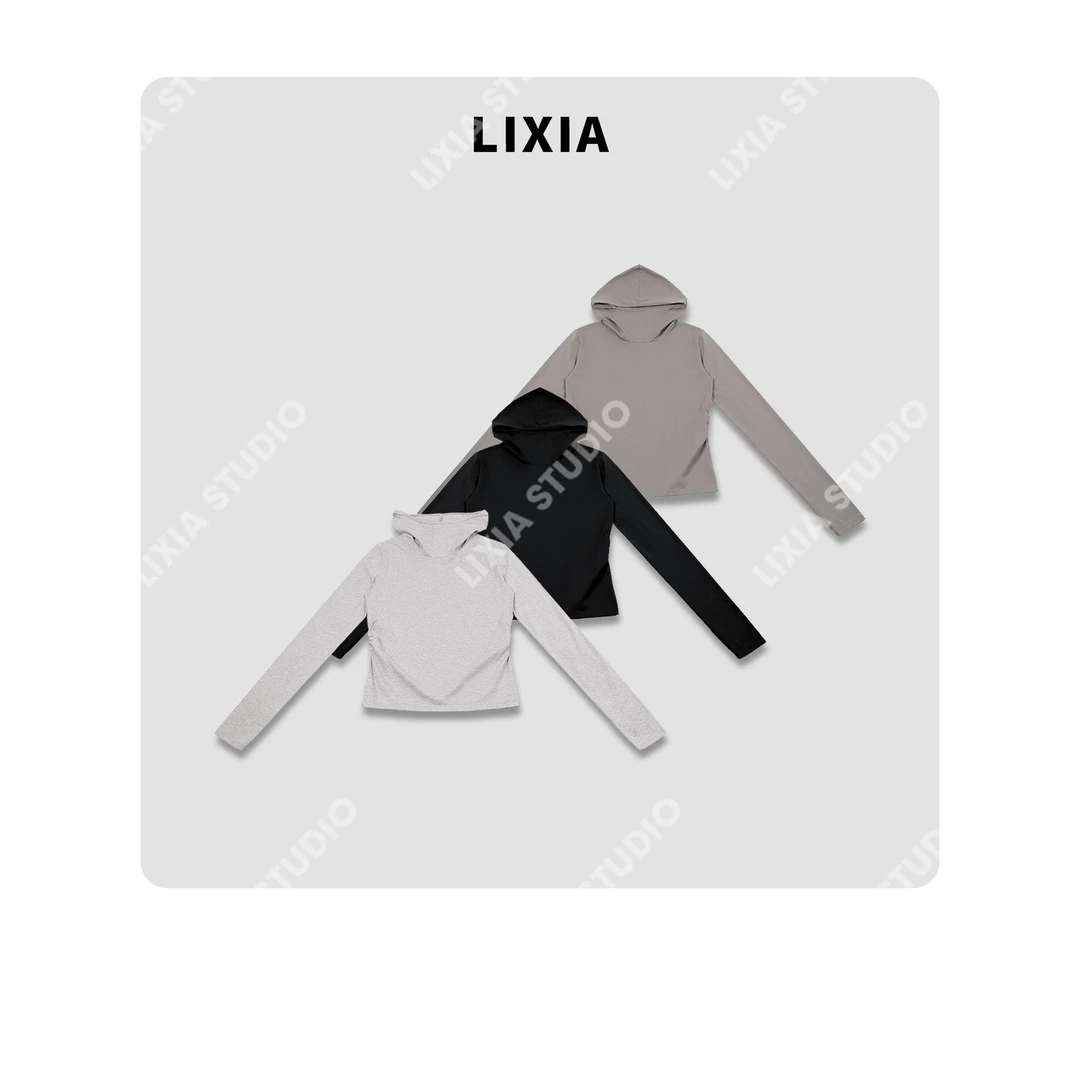 LIXIA【空气感】ins风连帽休闲风贴身舒适感纯色连帽卫衣-D8788