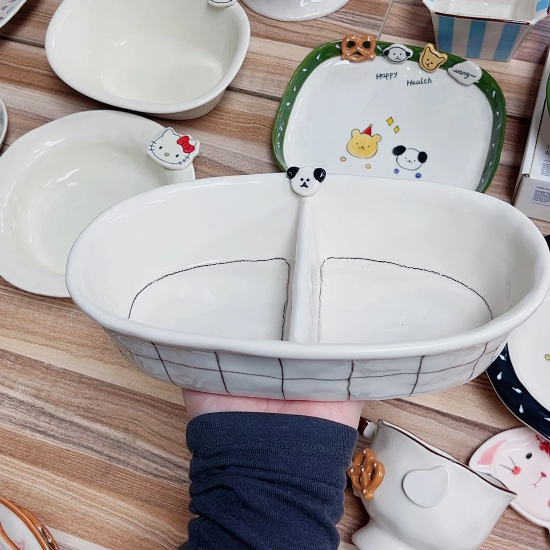 陶瓷孤品2格分餐碗陶瓷餐具系列